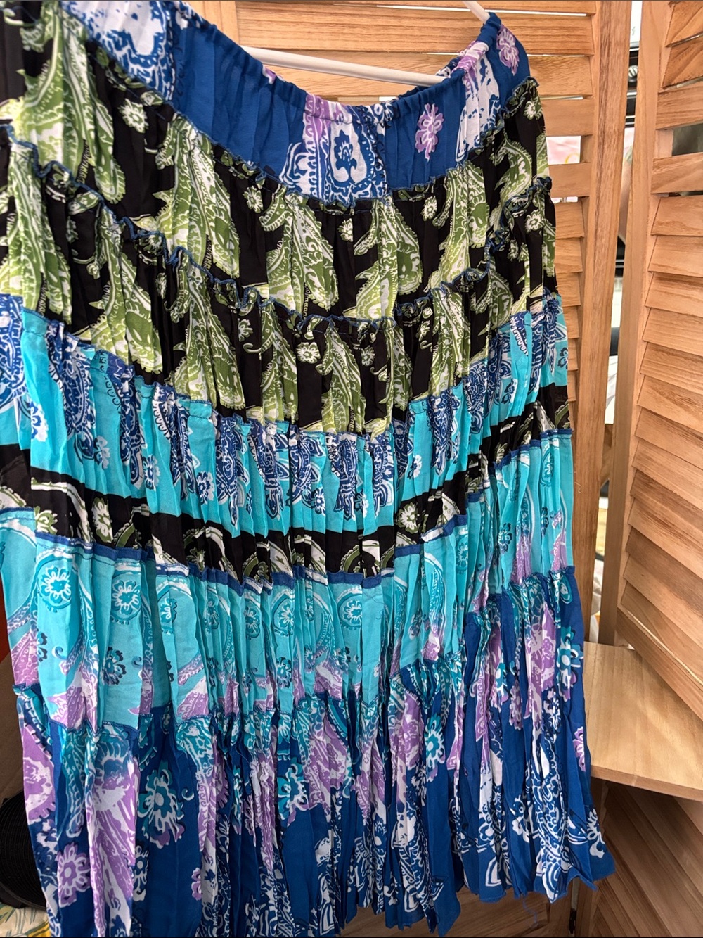 Sunny Leigh Blue and Purple Floral Skirt Petite Large